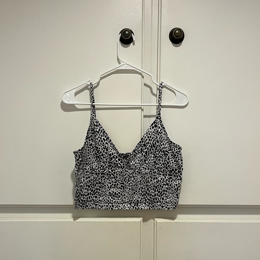 White with black dots shein cropped tank top